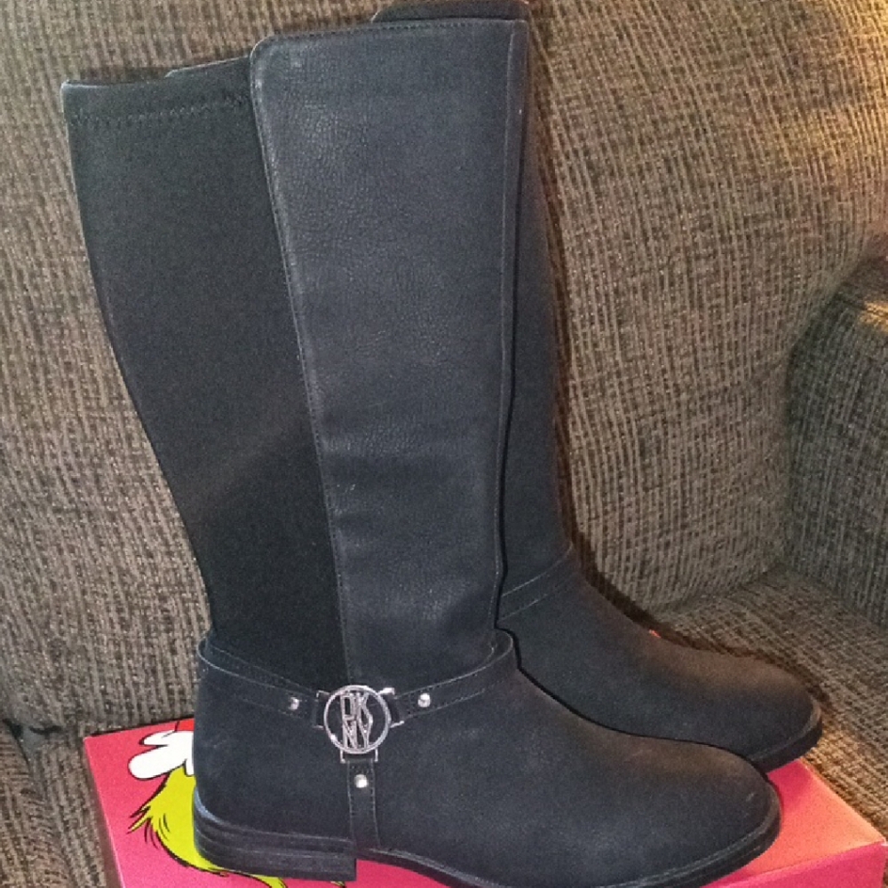 DKNY Black Kids Boots with Logo Accent